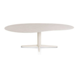 Saluti, eetkamertafel organisch 240 X 120 cm. - centrale teenpoot - creme - Light sand
