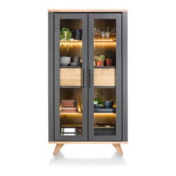 Jardin, vitrine 110 cm - 2-glasdeuren + 2-laden (binnenin) (+ LED) - Antraciet