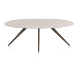 Saluti, eetkamertafel ellips 210 x 105 cm. - 4 poot - steelbrown - Light sand