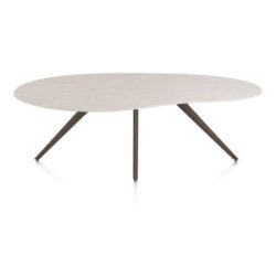 Saluti, eetkamertafel organisch 210 x 120 cm. - 4 poot - steelbrown - Light sand