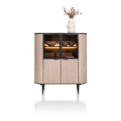 Aramon, highboard 125 cm. - 2-deuren + 2-glasdeuren (+ LED)
