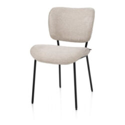 Julia, eetkamerstoel - 4-pootjes - rough off black - stof Vada - beige