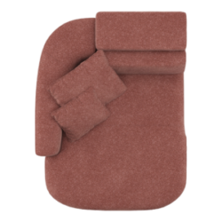 Cantello, longchair curved incl. 2 armkussens - links