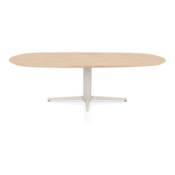 Caletta, eetkamertafel ovaal 240 x 105 cm. - eiken blad - centrale teenpoot crème - Natural