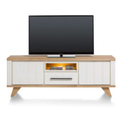 Jardin, lowboard 170 cm - 1-lade + 1-niche + 2-kleppen (+ LED) - wit