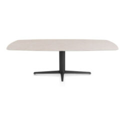 Saluti, eetkamertafel ovaal 240 X 110 cm. - centrale teenpoot - rough off black - Light sand