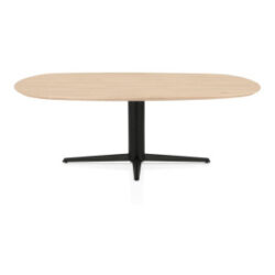 Caletta, eetkamertafel ovaal 210 x 100 cm. - eiken blad - centrale teenpoot zwart - Natural