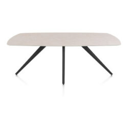 Saluti, eetkamertafel ovaal 210 x 105 cm. - 4 poot - rough off black - Light sand