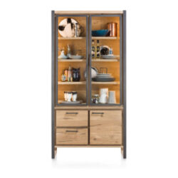 Metalo, vitrine 2-portes en verre + 1-porte + 2-tiroirs (+ LED)
