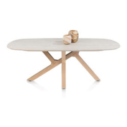 Himalaya, Table &agrave; manger 210 x 120 cm. - pieds en bois / plateau en c&eacute;ramique