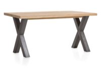 Metalox, eetkamertafel 170 x 100 cm - met rand boomschors + X-vorm metalen poot - Afbeelding 2