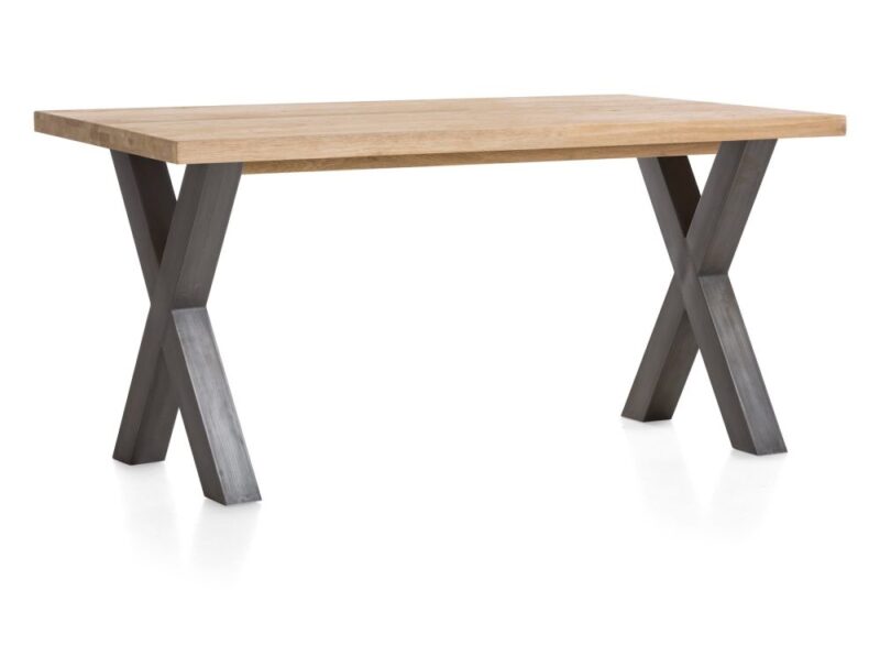 Metalox, Eetkamertafel 170 X 100 Cm - Met Rand Boomschors + X-Vorm Metalen Poot - Afbeelding 2