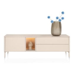 Trentino, Lowboard 180 cm. - 1-deur + 2-laden + 1-niche - mdf gelakt - Creme