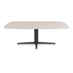 Saluti, eetkamertafel ovaal 210 X 105 cm. - centrale teenpoot - rough off black - Light sand