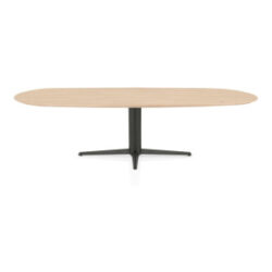 Caletta, table ovale 270 x 110 cm. - plateau en ch&ecirc;ne - pied central graphite - Natural