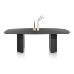 Pavie, eetkamertafel ovaal 240 x 120 cm (houten poot) - castle black