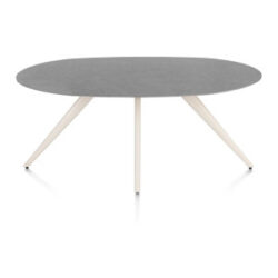 Saluti, eetkamertafel ellips 180 x 105 cm. - 4 poot - cr&egrave;me - Antraciet