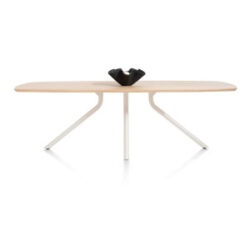Arvada, tafel 250 x 110 cm. - ovaal - centrale poot Nebbia - Naturel Nebbia