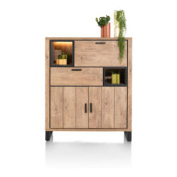 Pavarotti, highboard 125 cm - 2-deuren + 1-lade + 1-klep + 2-niches (+ LED)