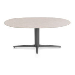 Saluti, table ellipse 180 X 105 cm. - pied central - graphite - Light sand