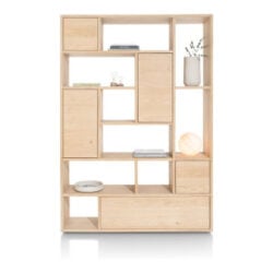 Lugana, roomdivider 150 cm - 4-deuren + 1-lade + 8-niches - natural