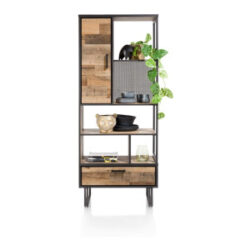 Avalon, bibliotheque 80 cm - 1-porte + 1-tiroir + 5-niches - Driftwood