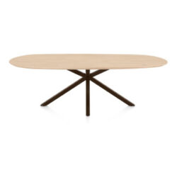 Caletta, eetkamertafel ovaal 240 x 105 cm. - eiken blad - centrale kruispoot steelbrown - Natural