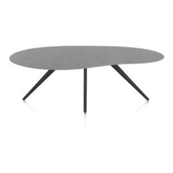 Saluti, eetkamertafel organisch 210 x 120 cm. - 4 poot - rough off black - Antraciet