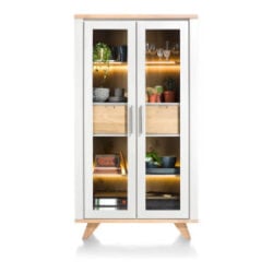 Jardin, vitrine 110 cm - 2-glasdeuren + 2-laden (binnenin) (+ LED) - wit