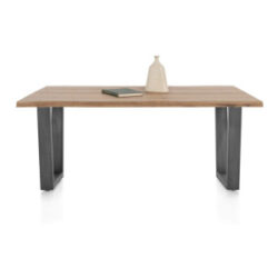 Nyborg, eetkamertafel 200 x 100 cm - rand boomvorm - V-poot geheel metaal
