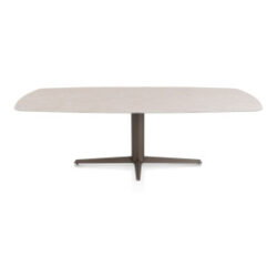 Saluti, eetkamertafel ovaal 240 X 110 cm. - centrale teenpoot - steelbrown - Light sand