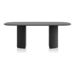 Pavie, eetkamertafel ovaal 210 x 120 cm (houten poot) - castle black