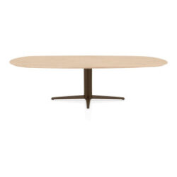 Caletta, eetkamertafel ovaal 270 x 110 cm. - eiken blad - centrale teenpoot steelbrown - Natural