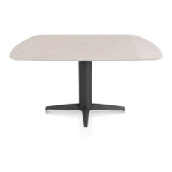 Saluti, eetkamertafel ovaal 150 X 105 cm. - centrale teenpoot - rough off black - Light sand