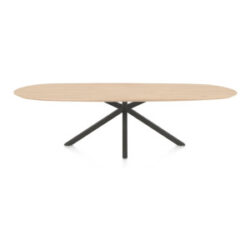 Caletta, eetkamertafel ovaal 270 x 110 cm. - eiken blad - centrale kruispoot grafiet - Natural