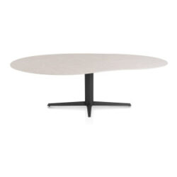 Saluti, eetkamertafel organisch 240 X 120 cm. - centrale teenpoot - rough off black - Light sand