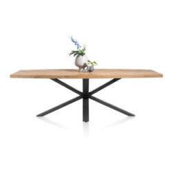 Metaluxe, table ovale 240 x 110 cm - placage fish bone - Railway brown