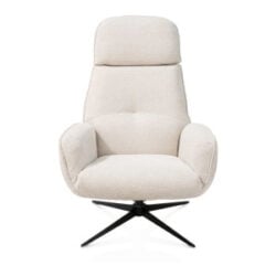 Bobbian, relaxfauteuil met draaifunctie, stof Sevilla creme, frame zwart metaal