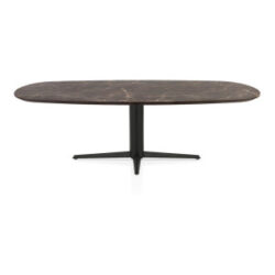 Caletta, table ovale 240 x 105 cm. - plateau en HPL Primo Laminato - pied central noir - Marble brown