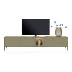 Trentino, Lowboard 270 cm. - 2-deuren + 2-laden + 1-niche - mdf gelakt - Olijf