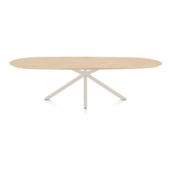 Caletta, eetkamertafel ovaal 270 x 110 cm. - eiken blad - centrale kruispoot crème - Natural