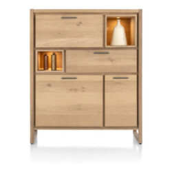 Nystead, highboard 125 cm. - 2-deuren + 1-lade + 1-klep + 2-niches (+ LED)