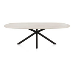 Caletta, eetkamertafel ovaal 240 x 105 cm. - HPL Primo Laminato blad - centrale kruispoot zwart - Travertin