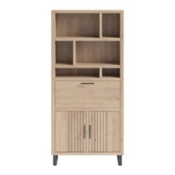 Pavie, bergkast 100 cm - 2-deuren + 1-klep + 6-niches (+ LED) - natural