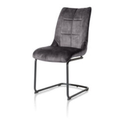 Mischa, chaise - pieds traineau rond + poignee - tissu karese - Anthracite