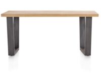 Metalox, eetkamertafel 170 x 100 cm - met rand boomschors + V-vorm metalen poot