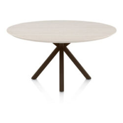 Caletta, eetkamertafel rond 150 cm. - HPL Primo Laminato blad - centrale kruispoot steelbrown - Travertin