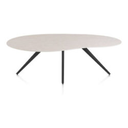 Saluti, eetkamertafel organisch 210 x 120 cm. - 4 poot - rough off black - Light sand
