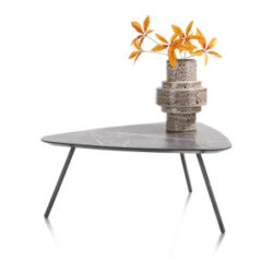 Niora, salontafel 85 x 77 cm - HPL marmer licht grijs - Metal graphite