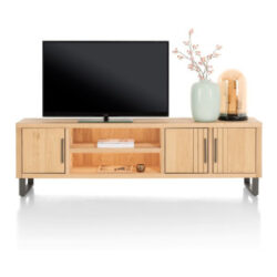 Pavie, lowboard 200 cm - 3-deuren + 2-niches (+ LED) - natural